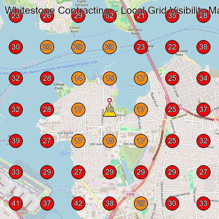 Whitestone Contracting GeoGrid visibility map for General Contractor in College Point